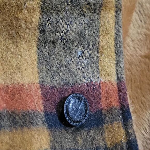 Men's Plaid Pea Coat - Brown and Tan - Picture 6 of 8